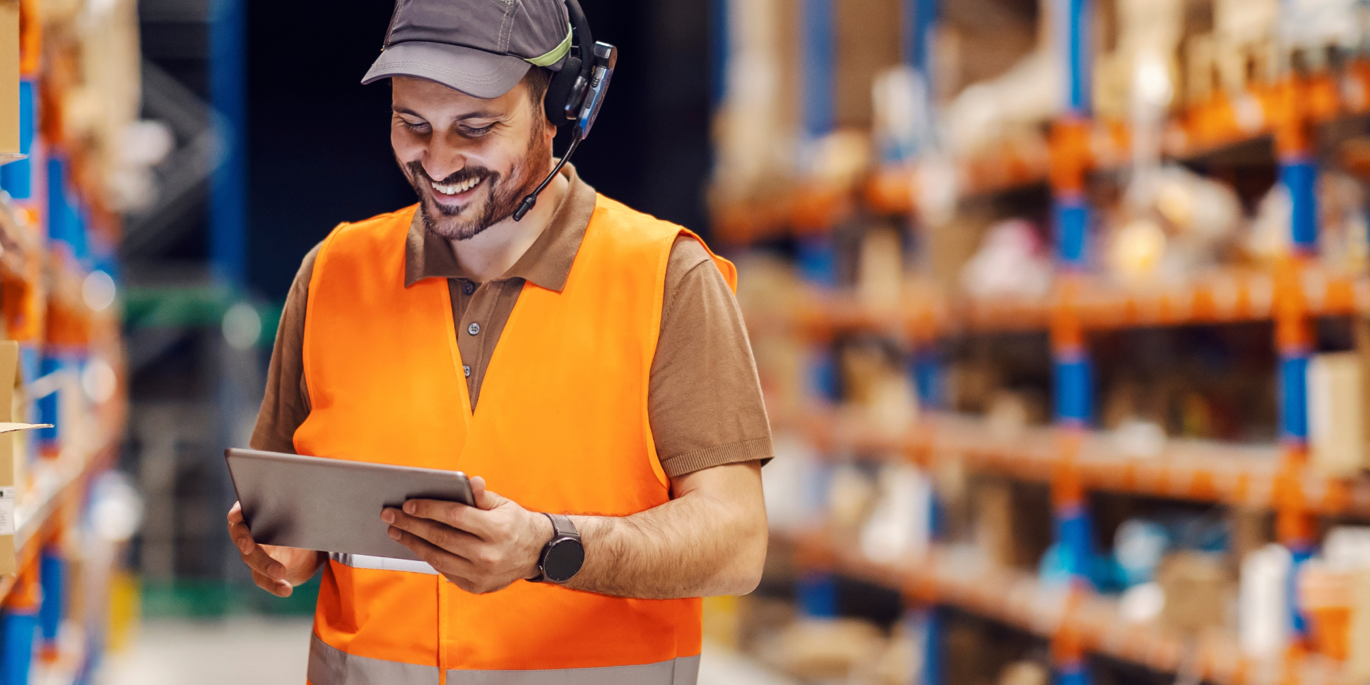 Warehouse Worker on Tablet